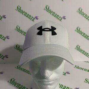 Under Armour Hat UA Baseball Cap Classic Fit Embroidered Logo White Black L / XL